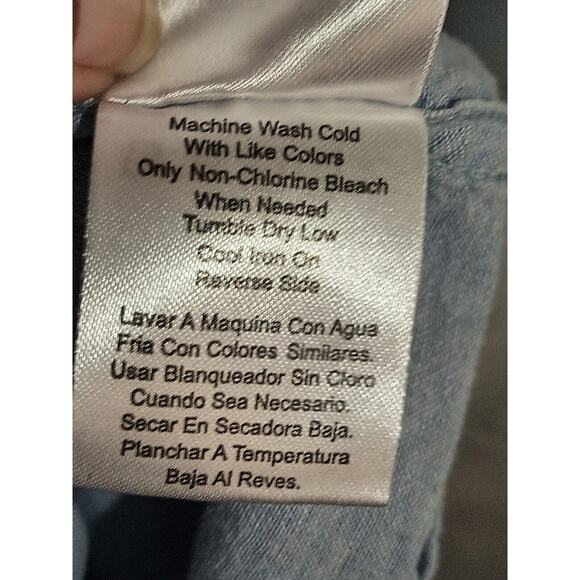 Tenth And Ocean Size L Linen Blend S/S Sky Blue Button Down Shirt Pocket - Picture 7 of 8